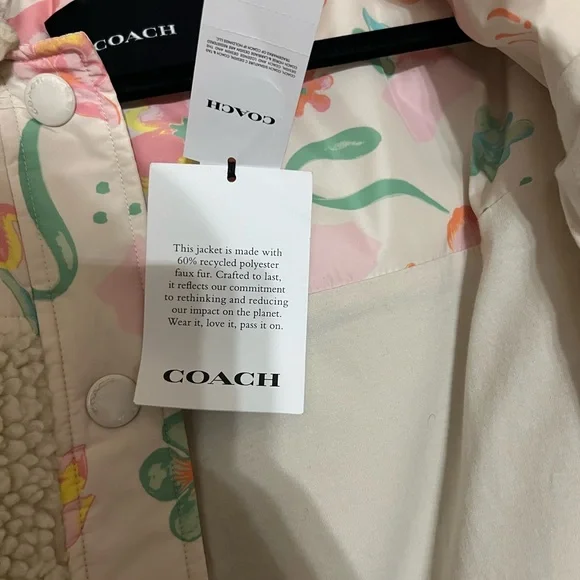 Coach Cream Teddy Jacket with Pastel Patterns